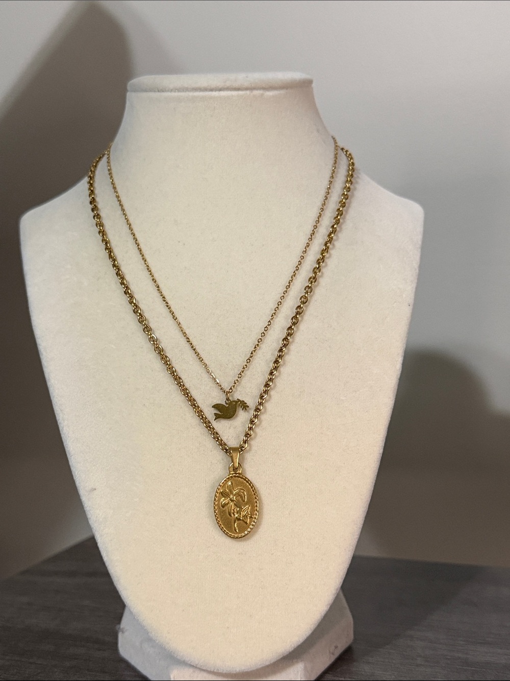 Layered Bird and Flower Necklace